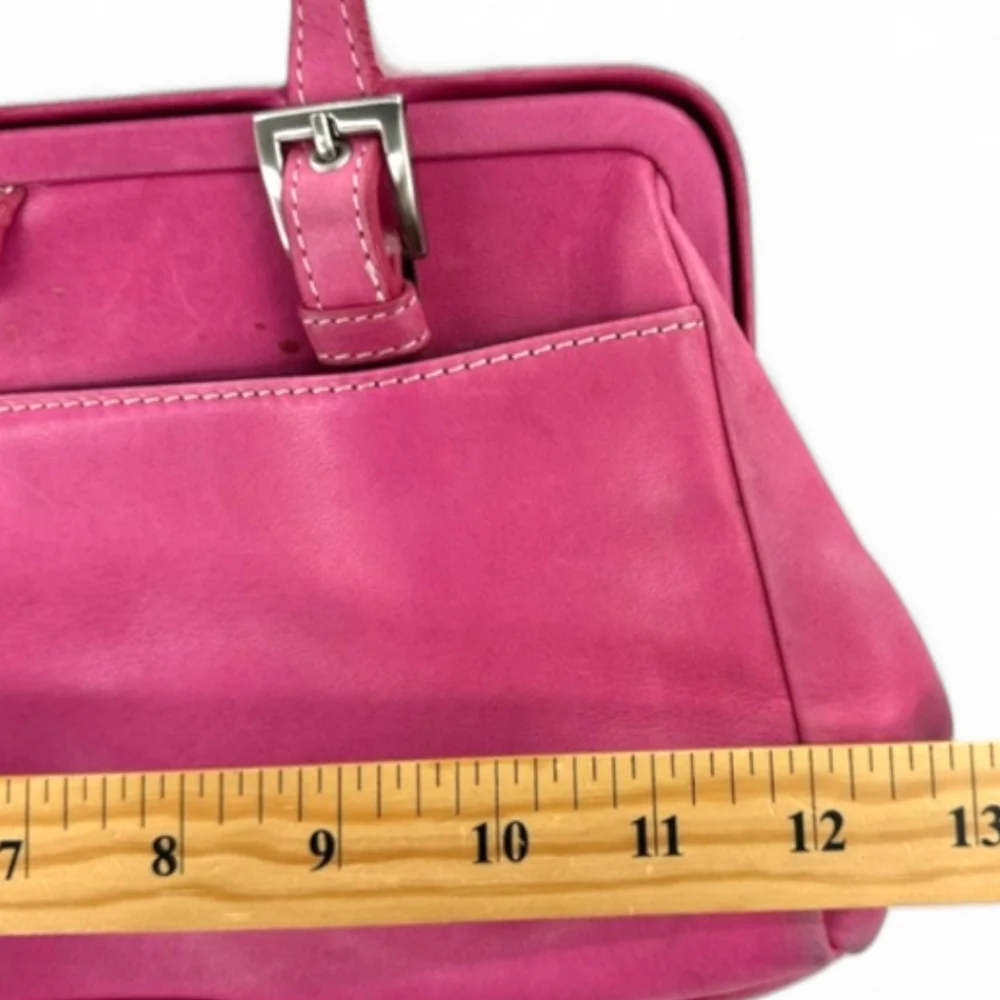 👛 Vintage Tignanello Gorgeous Pink Leather Shoulder Bag. Structured Design - Picture 6 of 11